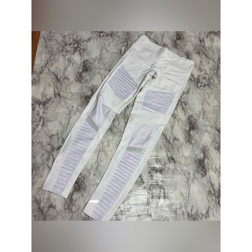Alo moto leggings white high rise mesh panel size small yoga - Picture 7 of 10